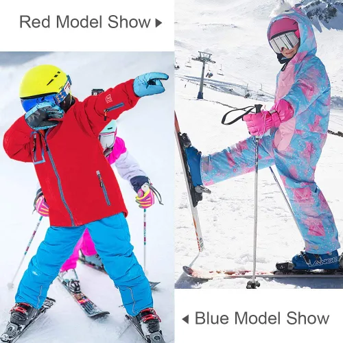 Vista 6 de ThxToms Guantes cálidos de invierno para niños, guantes de nieve impermeables para deportes al aire libre, guantes de esquí voluminosos para niños