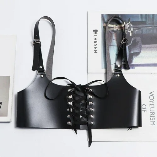 Vista 7 de ALLOVME Women Rave Body Chest Harness Waist Belt Caged Bra Festival Dance Club Party