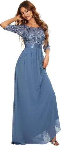 Vista 3 de Ever-Pretty 0683 - Vestido largo de noche con lentejuelas y cuello redondo para mujer