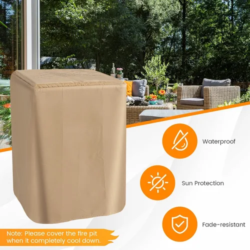 Vista 7 de Tangkula Patiojoy - Chimenea de propano para patio de 16 pulgadas, chimeneas de gas cuadradas de encendido electrónico con cubierta protectora