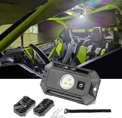 Vista 7 de Luz de cúpula UTV alimentada por baterías, montaje en barra enrollable, luz interior LED, luces de persecución, luces de mapa para UTV SXS Polaris