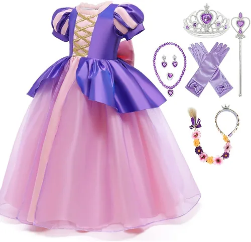 Vista 2 de Zalongye Disfraz de princesa para niñas pequeñas, disfraz de princesa para Halloween, fiesta de Navidad, 3-11T