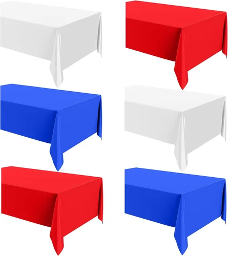 Vista 10 de Oudain Manteles de plástico desechables 54" x 108", azul, rojo
