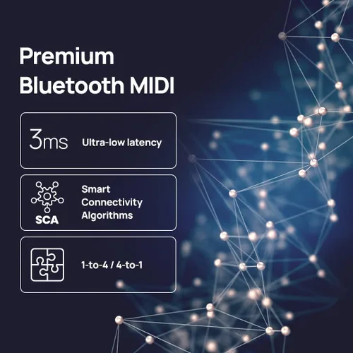 Vista 7 de CME WIDI Thru6 BT - MIDI Thru/Split de 2 entradas y 6 salidas con DIN de 5 pines y MIDI Bluetooth - tecnología a prueba de futuro, transferencia