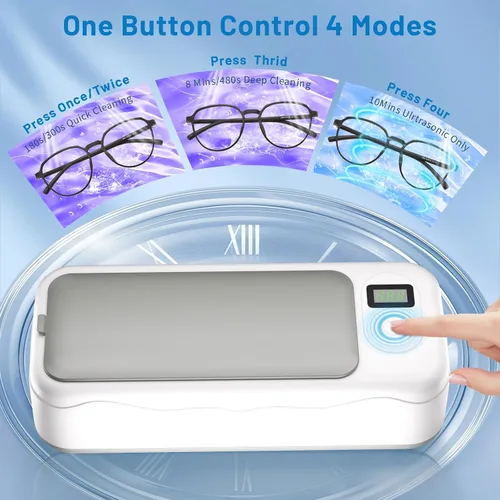 Vista 4 de Limpiador ultrasónico profesional de joyería – Máquina de limpieza sónica de 45kHz con temporizador digital, tanque de acero inoxidable de 20 oz