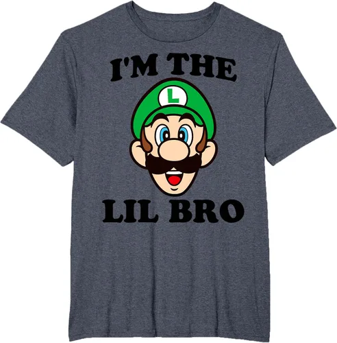 Vista 23 de Super Mario Camiseta de retrato Luigi I'm The Lil Bro, Blanco