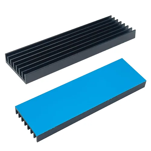 Vista 13 de Disipador de calor de aluminio negro con cinta adhesiva conductora térmica, enfriador de disipador de calor de 9 × 9 × 0.197 in para enfriar