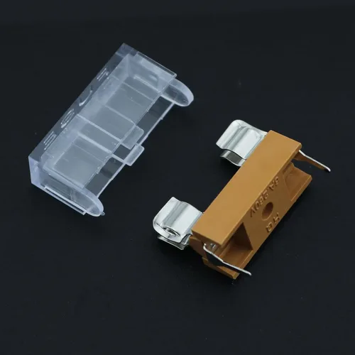 Vista 2 de 10 unids 0.197x0.787 in doble terminal fusible PCB montaje en panel Shell con cubierta transparente 250 V 6A fusible titular Shell para placa