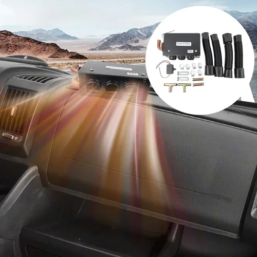 Vista 6 de Calentador de coche de 12 V, 50 W, portátil, ventilador descongelador, 3 puertos, descongelador, descongelador, calentador de ventilador de coche