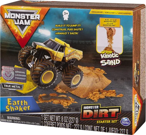 Vista 7 de Monster Jam, Earth Shaker Monster Dirt - Juego de iniciación con 8 onzas de Monster Dirt y juguete oficial de Monster Jam Truck fundido a escala