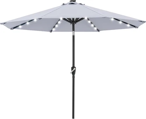 Vista 11 de ABCCANOPY Sombrillas solares duraderas para patio con 24 luces LED de 7.5 pies con 6 varillas resistentes (borgoña)