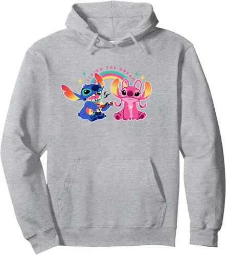 Vista 3 de Disney Sudadera con capucha Stitch and Angel Living the Dream, Negro, S