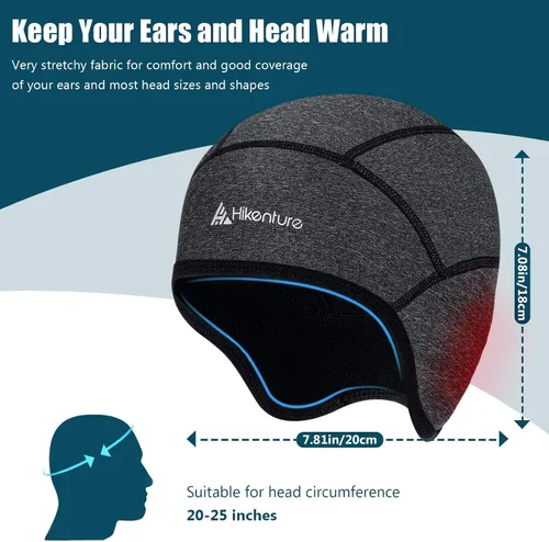 Vista 4 de Hikenture Guantes de ciclismo de invierno M y gorro de calavera gris para hombre y mujer