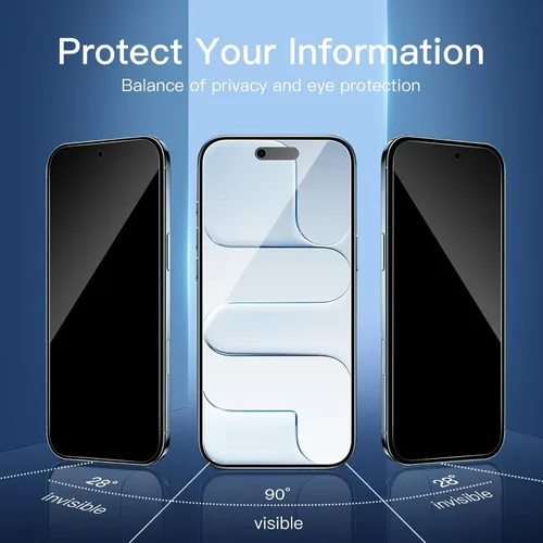 Vista 3 de NEW'C 3x Privacy Screen Protector for iPhone Air (6.5 inches)+ 3x Camera Lens Protector, Sensor Protection, Case Friendly Tempered Glass Film, Ultra