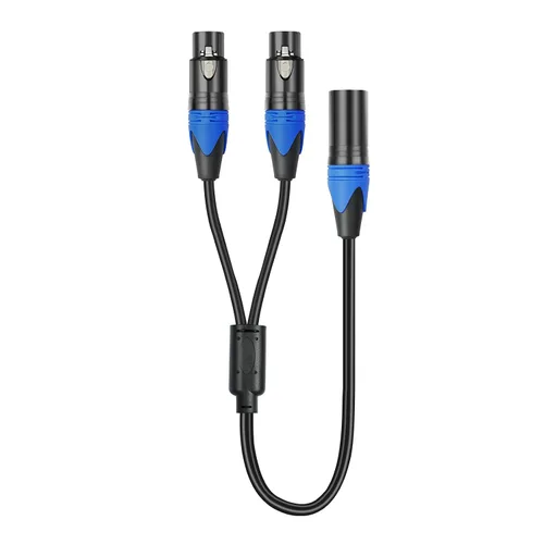 Vista 6 de Divisor XLR, cable divisor XLR equilibrado macho a 2 hembras, cable de micrófono divisor XLR Y de 3 pines (1.6 pies/2 unidades)