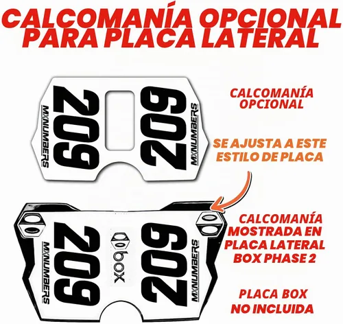 Vista 3 de MxNumbers Placa de caja BMX personalizada inserto, gráficos de carreras multicolor, fase 2 Junior y Senior