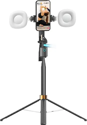 Vista 9 de Andoer Trípode de seguimiento automático de cara de 64 pulgadas con soporte, trípode de seguimiento de rotación de 360° con control remoto y control
