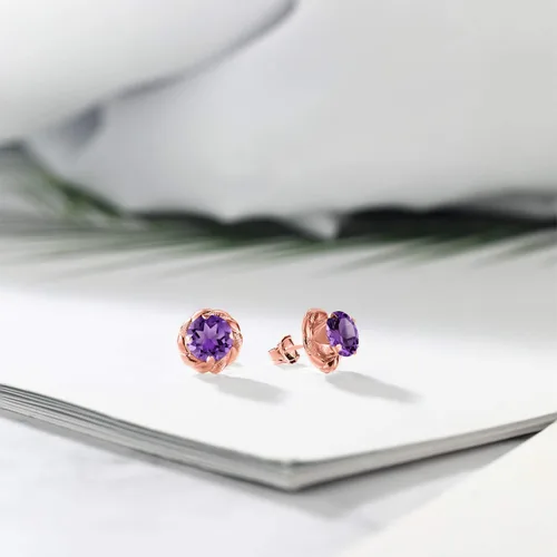 Vista 441 de Gem Stone King Aretes de plata de ley 925 de 0.236 in con piedra natal redonda para mujer