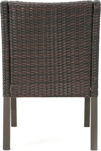 Vista 4 de Christopher Knight Home Antibes - Sillas de comedor de mimbre para exteriores con cojines resistentes al agua, juego de 2 piezas, multicolor y beige