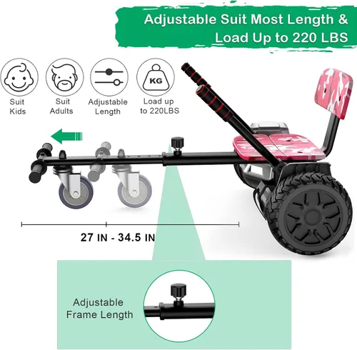 Vista 5 de CBD Accesorio de asiento para aeropatineta, accesorio de Go Kart para niños y adultos, traje ajustable de 6.5 pulgadas, 8 pulgadas/10 pulgadas