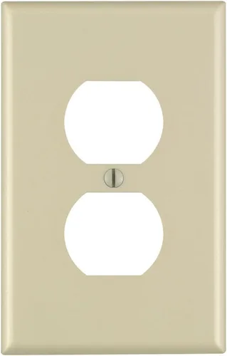 Vista 3 de Leviton Placa de pared para receptáculo dúplex de 1 banda, tamaño medio, termoestable, montaje para dispositivo, 80503-W, color blanco