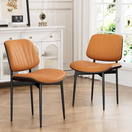 Vista 13 de YaFiti Juego de 2 sillas de comedor, sillas de comedor y cocina modernas de mediados de siglo, sillas tapizadas de piel sintética con diamantes