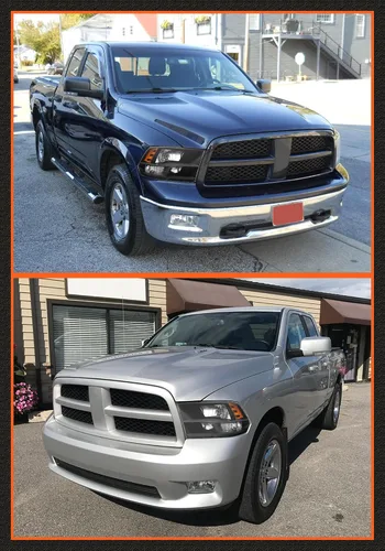 Vista 9 de Juego de faros delanteros 2009-2018 Dodge Ram 1500, 2010-2018 Dodge Ram 2500/3500 estilo cuádruple y doble con carcasa negra y reflector ámbar
