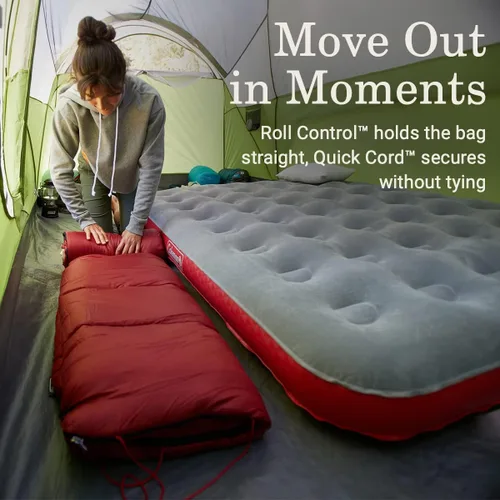 Vista 4 de Coleman Flatlands 30/40/50°F Sleeping Bag, Made from 100% Recycled Material, Big & Tall Options, Cool-Weather Sleeping Bag for Camping, Sleepovers
