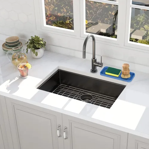 Vista 6 de EG-SIPRO Bandeja Organizadora de Fregadero de Cocina, Soporte para Esponja para Fregadero de Cocina Bandeja de Mostrador de Baño Portaesponjas
