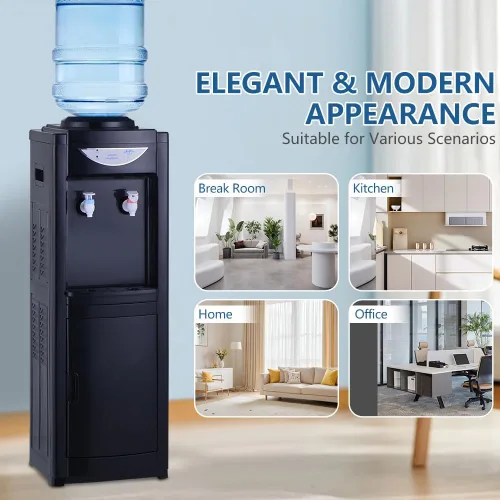 Vista 7 de Dispensador de agua enfriador, dispensador de agua de carga superior para agua caliente y fría, dispensador de agua de 5 galones con cerradura