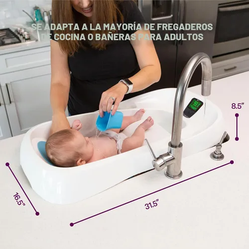 Vista 6 de 4moms Bañera de agua limpia, bañera 3 en 1 Grow-with-Me con termómetro digital para recién nacidos a niños pequeños, ensamblada en los Estados Unidos