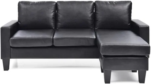 Vista 3 de Glory Furniture Jenna - Sofá de piel sintética en color negro
