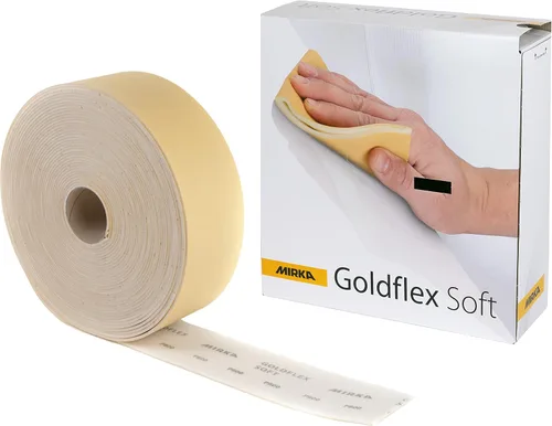 Vista 3 de Mirka Goldflex - Hojas de lijado a mano suaves de 4.5 x 5 pulgadas, grano 150/200 piezas en un rollo