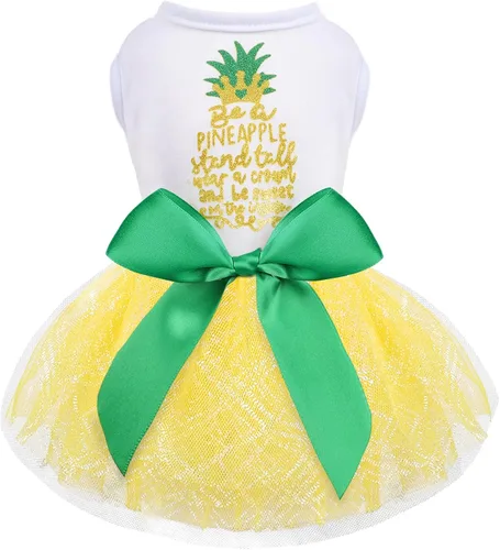 Vista 24 de Yikeyo Vestido de perro para primavera y verano, ropa de perro para perros pequeños, falda para perros pequeños, vestidos de cachorro, vestido