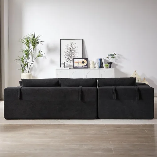 Vista 4 de Sofá modular de 108 pulgadas, sofá modular convertible para sala de estar y dormitorio, moderno juego de sofá modular tapizado de felpilla, sofás