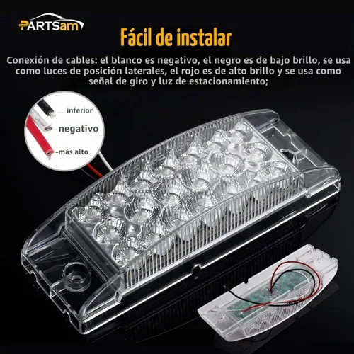 Vista 5 de Partsam 2 piezas Luces Marcadoras LED Ámbar de 6 pulgadas con 20 LED, Luz de Señal de Giro, Luces de Posición Laterales Delanteras Rectangulares