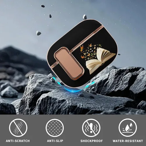 Vista 6 de Flying Butterfly from Book - Funda para auriculares compatible con Airpods Pro 2 con hebilla de botón galvanizado