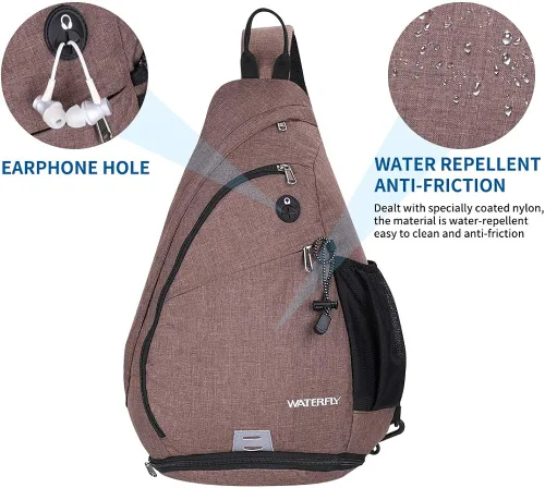 Vista 4 de WATERFLY - Mochila casual tipo bandolera, para llevar en el pecho