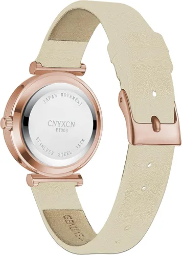 Vista 3 de Reloj de mujer con diamantes para muñeca pequeña, correa de cuero con lente de cristal para mujer, resistente al agua