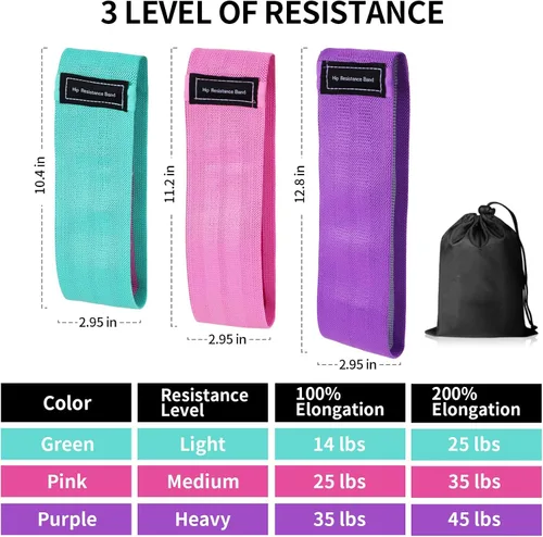 Vista 2 de Bandas de resistencia de ejercicio para piernas y glúteos, bandas de bucle de tela para yoga
