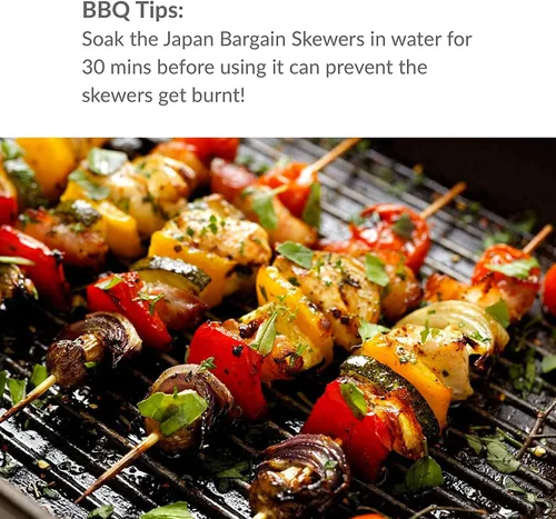 Vista 4 de JapanBargain 4113 - Pincho de bambú de 4 pulgadas, palillos de dientes largos, palillos de frutas, púas de cóctel, brocheta para parrilla, brocheta