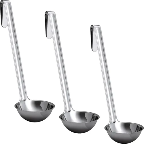 Vista 11 de Cucharón de sopa súper resistente y ergonómico de 1 onza, 1 paquete. Cucharones de acero inoxidable con asas largas. Los mejores accesorios