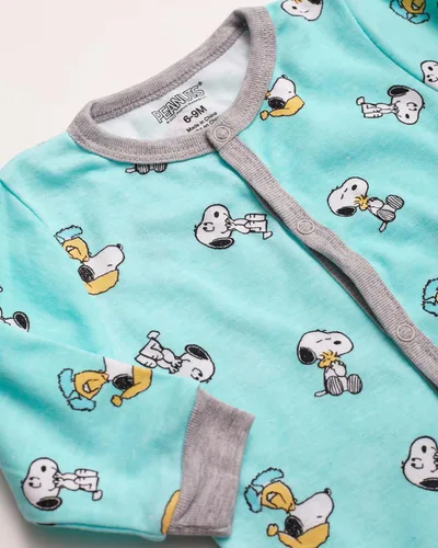 Vista 2 de Happy Threads Snoopy - Pijama de una pieza para bebé, pijama de forro polar de felpa para bebé niño