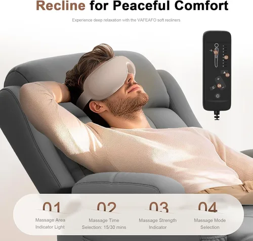 Vista 107 de Sofá de Dos Plazas Reclinable, Sofá Reclinable de Masaje con Gran Capacidad de Peso, Silla de Dos Plazas para RV en Liquidación con Consola, USB