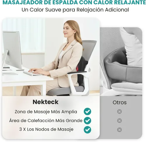 Vista 6 de Nekteck Masajeador de pies con calor, Máquina masajeadora de pies eléctrica Shiatsu con calor y amasado para neuropatía, fascitis plantar, masaje