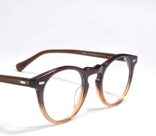 Vista 3 de Gafas redondas vintage con lente transparente de acetato de borde redondo grueso para hombres..