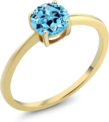 Vista 9 de Gem Stone King Anillo de compromiso solitario con piedra preciosa de oro amarillo de 10 quilates Redondo de 0.236 in Anillo de compromiso