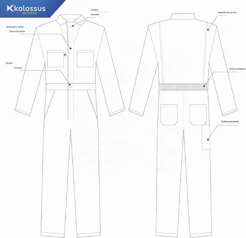 Vista 5 de Kolossus - Overol de manga larga para hombre, de mezcla de algodón, de trabajo Negro