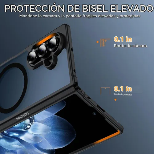 Vista 5 de Hensinple Funda Magnética para Samsung Galaxy Z Fold 6, Funda Z Fold6 [Compatible con MagSafe][Ajuste Delgado], Carga Magnética Translúcida Mate