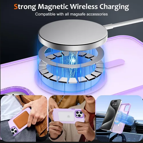 Vista 332 de Anuck - Funda magnética para iPhone 11 compatible con MagSafe, carcasa trasera mate translúcida dura, borde de TPU, delgada, resistente a impactos